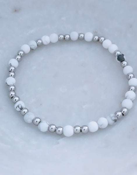 Matte White Howlite Bead Mix Bracelet * Choose Your Metal*