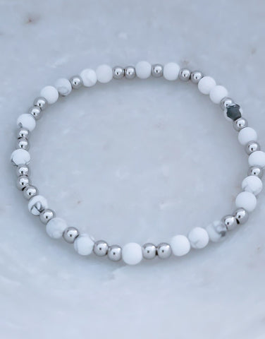 Matte White Howlite Bead Mix Bracelet * Choose Your Metal*