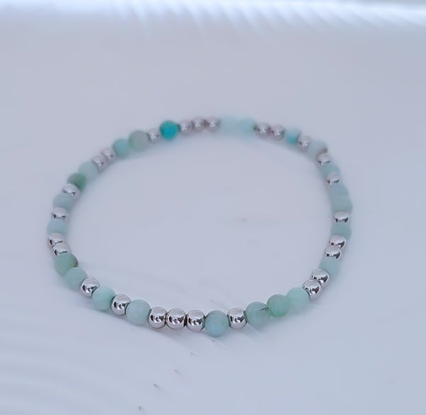 Green Aqua Amazonite Bead Mix Bracelet * Choose Your Metal*