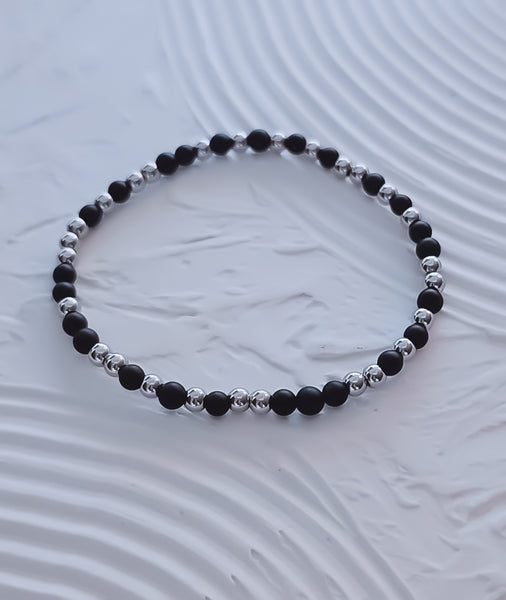 Matte Black Onyx Bead Mix Bracelet * Choose Your Metal*