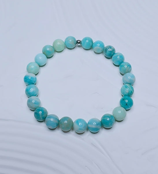 Green Aqua Amazonite Gemstone Bracelet (8mm beads)