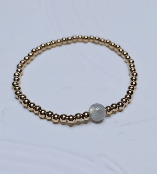 Gorgeous Flash Labradorite Focal Beaded Bracelet *Choose your metal*