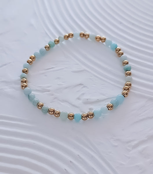Green Aqua Amazonite Bead Mix Bracelet * Choose Your Metal*