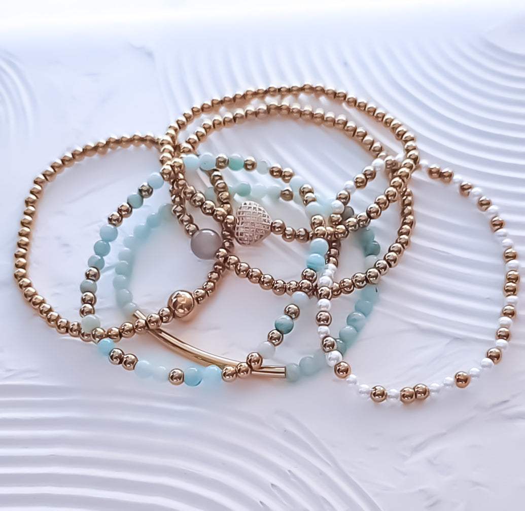 New The Perfect Beaded Ball 8mm Focal Bracelet Choose your metal