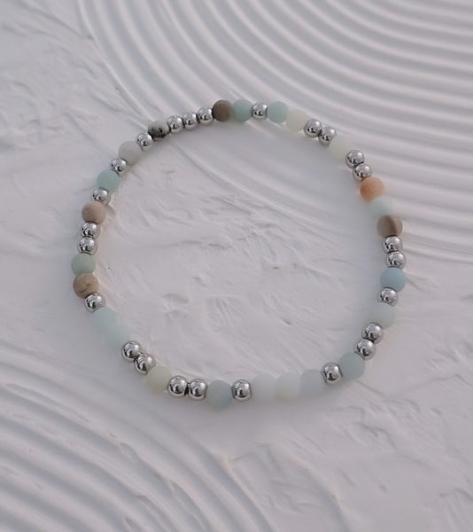 Matte Multi Amazonite Bead Mix Bracelet * Choose Your Metal*