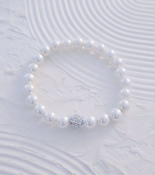 Luxe South Sea Shell Pearl w/ Confetti Pave Focal Bracelet