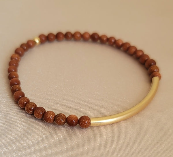 Terracotta Goldstone Bar Bracelet * Choose Your Metal*