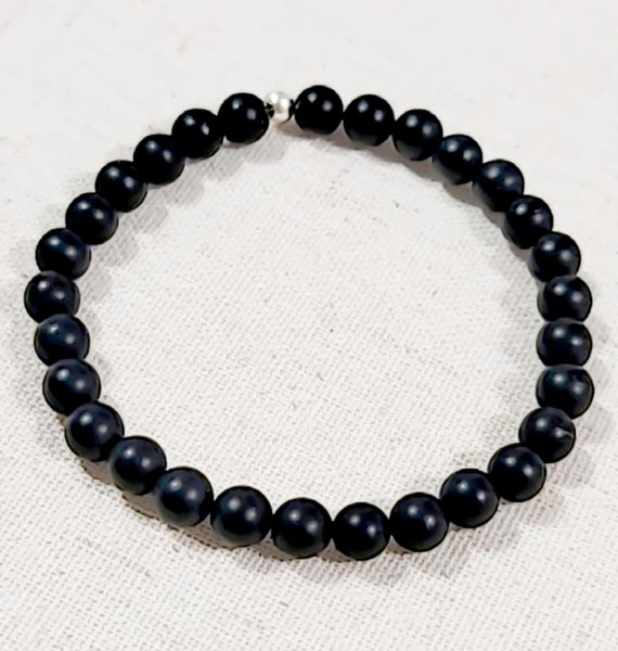 Matte Black Onyx Gemstone Bracelet (6mm beads)