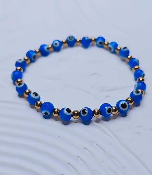 Cobalt Murano Glass Eye of Protection Bracelet *Choose Your Metal*