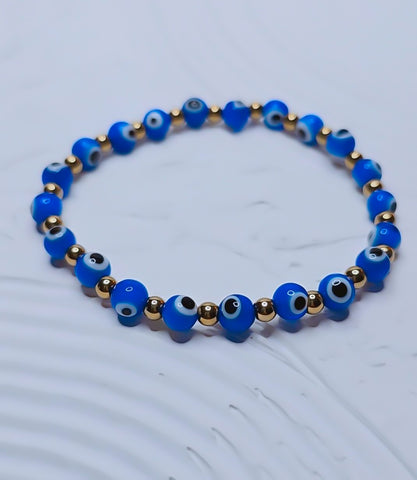 Cobalt Murano Glass Eye of Protection Bracelet *Choose Your Metal*