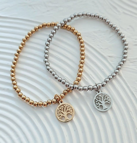 Beaded Tree of Life Charm Bracelet *Choose your metal*