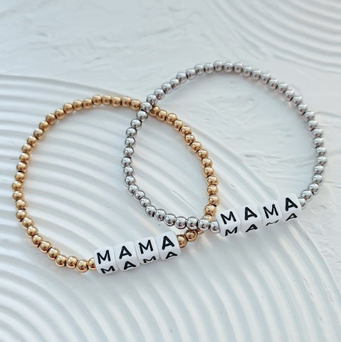 MAMA Cube Bead Bracelet *Choose Your Metal*