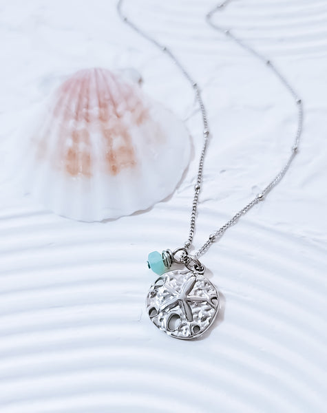 Sand Dollar Charm Nautical Ocean Beach NECKLACE *choose your metal*