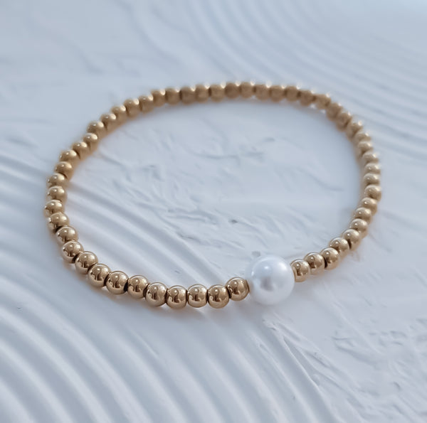 New 8mm South Sea Shell Pearl Focal Bracelet *Choose your metal*