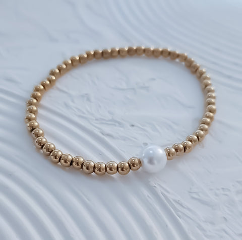 New 8mm South Sea Shell Pearl Focal Bracelet *Choose your metal*
