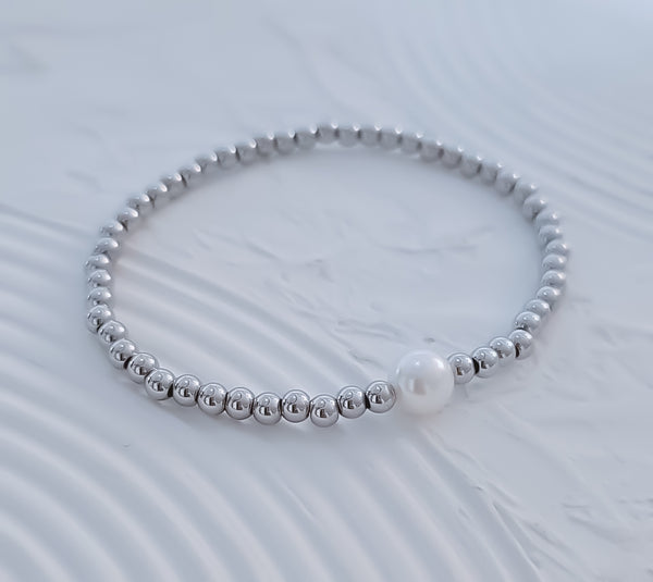 New 8mm South Sea Shell Pearl Focal Bracelet *Choose your metal*