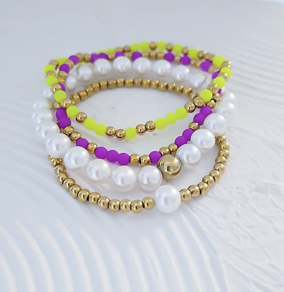 New Neon's Beads Mix Bracelet *Choose your metal and bead color*