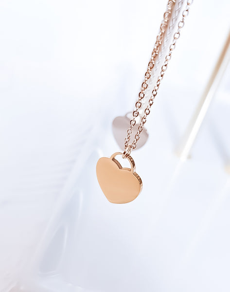 NEW for Engraving: Large Heart Tag Charm Necklace *Choose Your Metal*