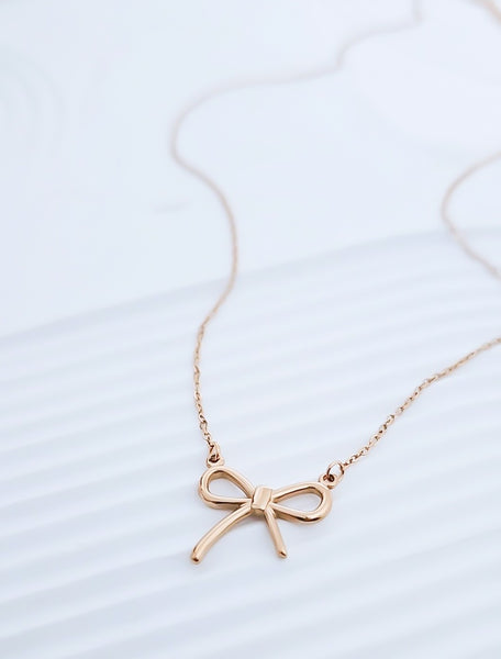 New Ribbon Bow Necklace  * Choose your Metal*