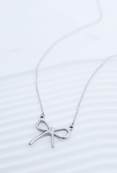 New Ribbon Bow Necklace  * Choose your Metal*