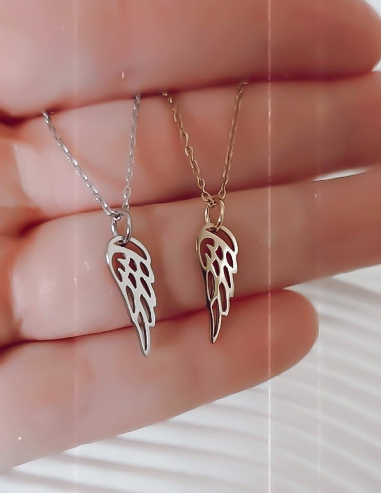 New Dainty Angel Wing Charm Necklace Choose your Metal