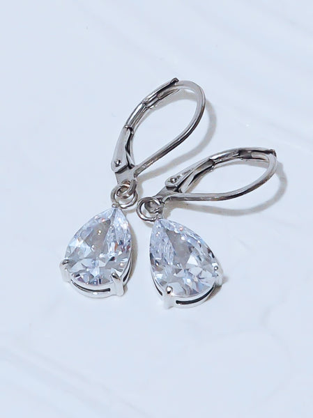 Luxe Cubic Zirconia Teardrop Earrings *choose your metal*