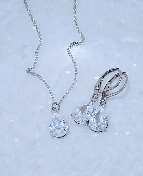 Luxe Cubic Zirconia Teardrop Necklace *choose your metal*