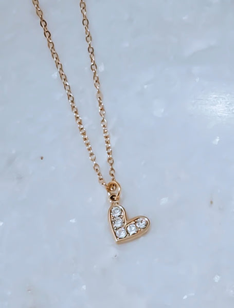 New Dainty CZ Heart Charm Necklace *Choose your metal*