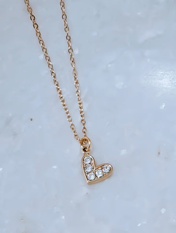 New Dainty CZ Heart Charm Necklace *Choose your metal*