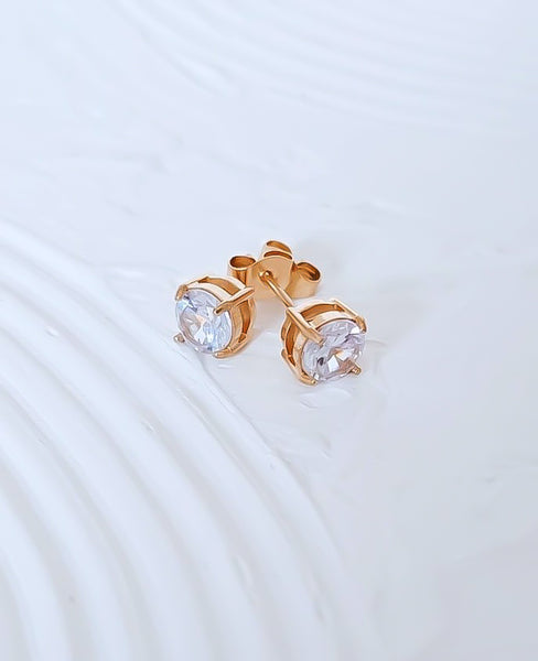 OBSESSED New 6mm CZ Round Stud Earrings  * Choose your Metal*