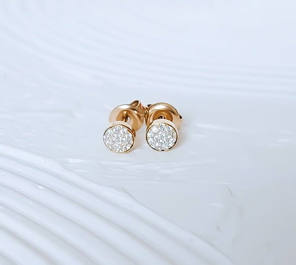 CZ Pave Disc Stud Earrings * Must Have* Choose Your Metal