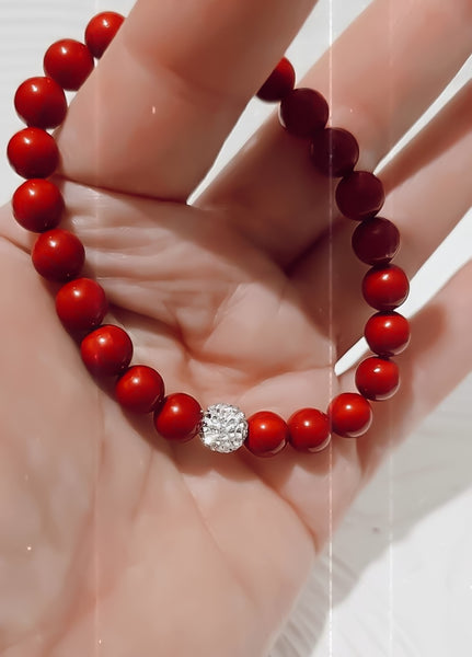 *Holiday Exclusive* Luxe Red South Sea Pearl White Pave Bracelet