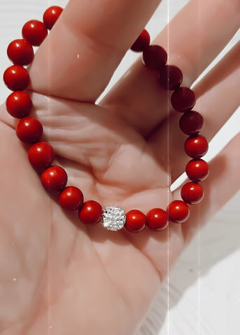 *Holiday Exclusive* Luxe Red South Sea Pearl White Pave Bracelet