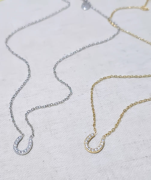 New CZ Pave Horseshoe Necklace  *Choose your Metal*