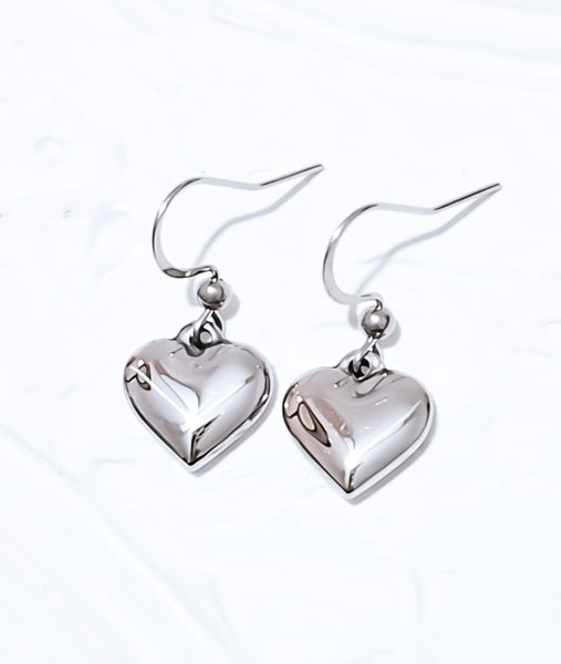 New Puff Heart Charm Earrings  *Choose your Metal*