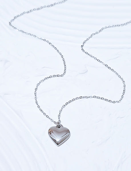 New Puff Heart Charm Necklace *Choose your Metal*