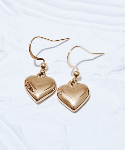 New Puff Heart Charm Earrings  *Choose your Metal*