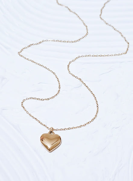 New Puff Heart Charm Necklace *Choose your Metal*