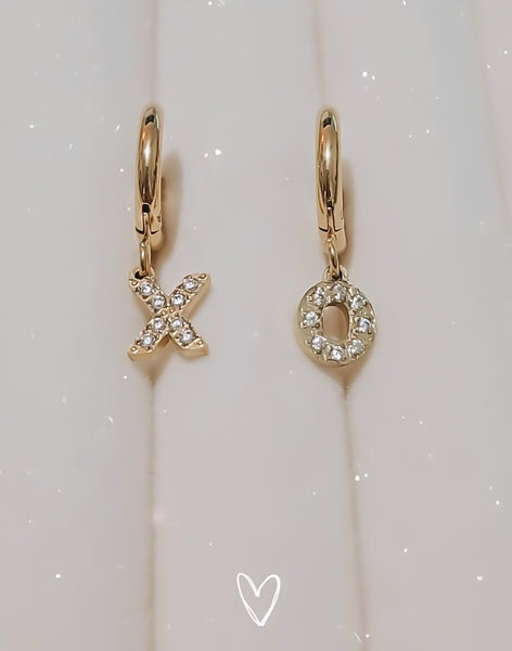 Hugs and Kisses CZ Mismatch X O Huggie Hoop Earrings *OBSESSED!* Choose Your Metal