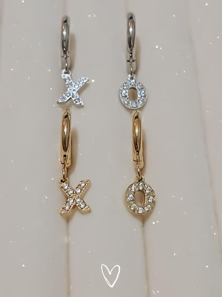 Hugs and Kisses CZ Mismatch X O Huggie Hoop Earrings *OBSESSED!* Choose Your Metal