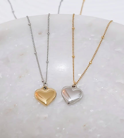 New Mixed Metal Puff Heart Charm Necklace *Choose your Mix*