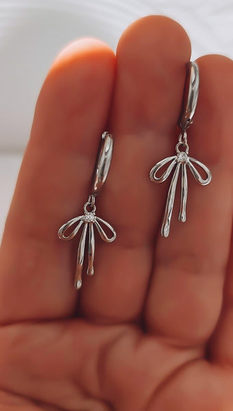 *RESTOCKING SOON* Small CZ Bow Huggie Hoop Earrings *Choose your metal*