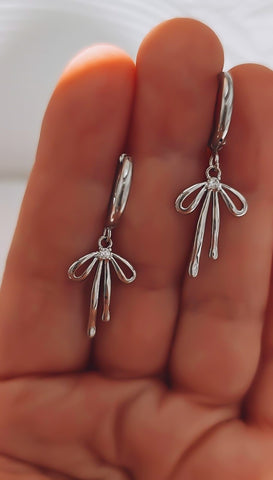 *RESTOCKING SOON* Small CZ Bow Huggie Hoop Earrings *Choose your metal*