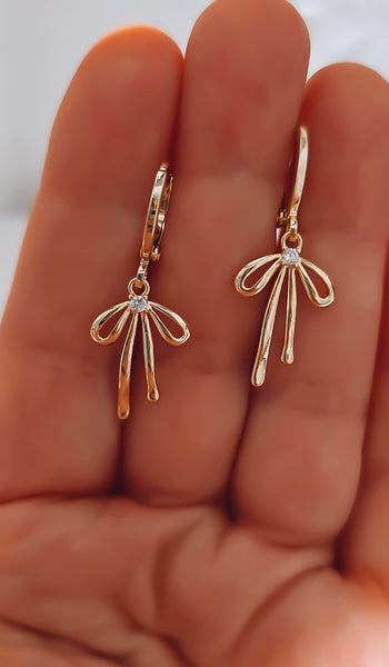 *RESTOCKING SOON* Small CZ Bow Huggie Hoop Earrings *Choose your metal*