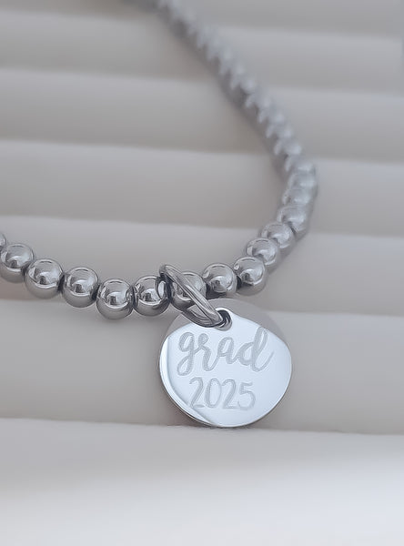 Grad 2025 Beaded Bracelet *Choose your metal*