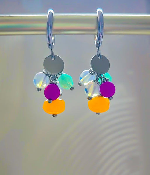 Super Fun! Color Pop Cluster Hoop Earrings
