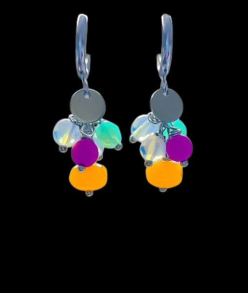 Super Fun! Color Pop Cluster Hoop Earrings