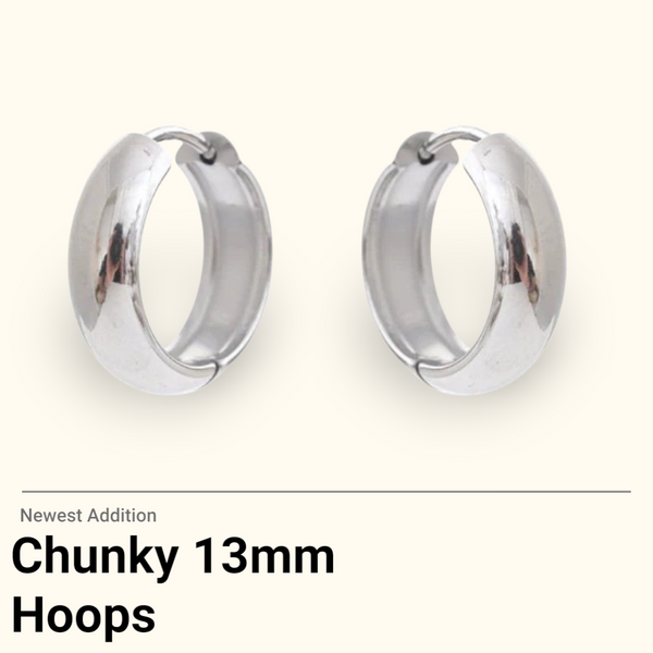 New Wide Chunky Hoop Earrings  * Choose your Metal and Size *
