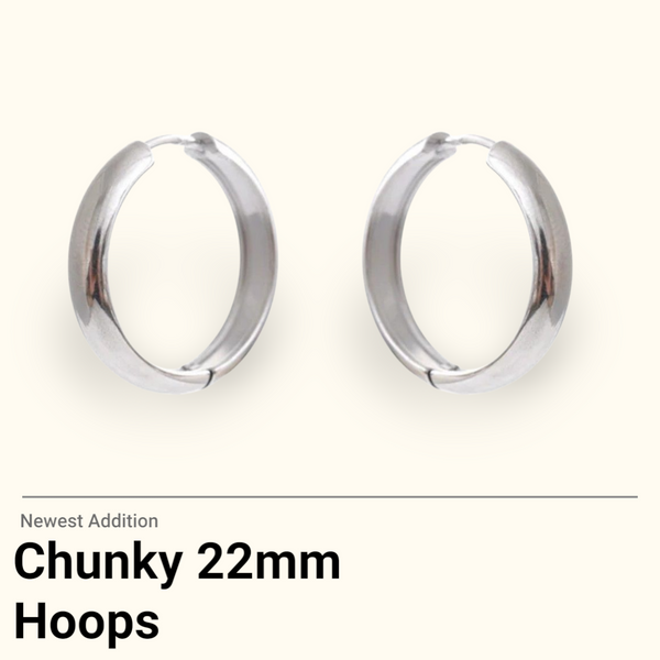 New Wide Chunky Hoop Earrings  * Choose your Metal and Size *