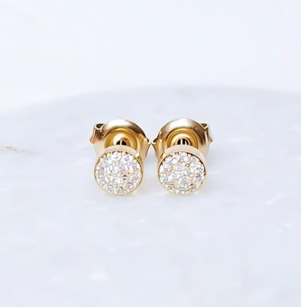 CZ Pave Disc Stud Earrings * Must Have* Choose Your Metal